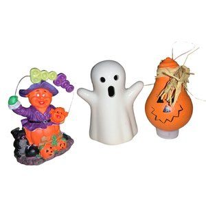 Halloween Figurine Lot-  Witch, ghost, Pumpkin